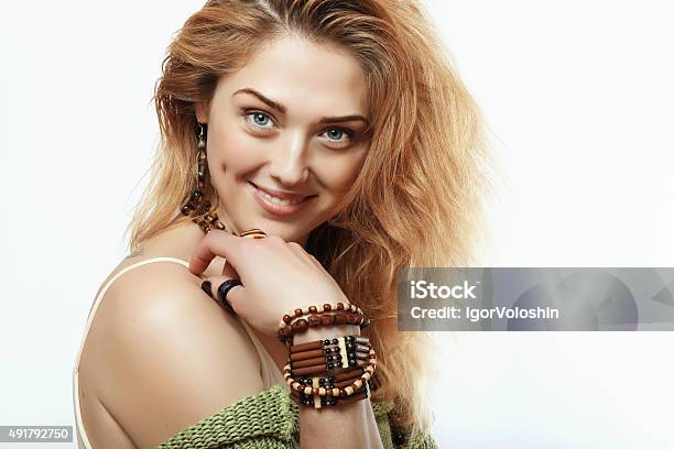 Happy And Beautiful Girl With The Decorations On The Hands Stock Photo - Download Image Now