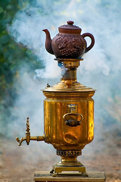 istock Old antique samovar in nature 491792928