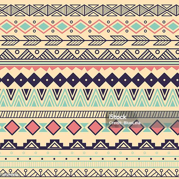 Aztec Tribal Pattern In Stripes Stock Illustration - Download Image Now - 2015, Abstract, American Culture