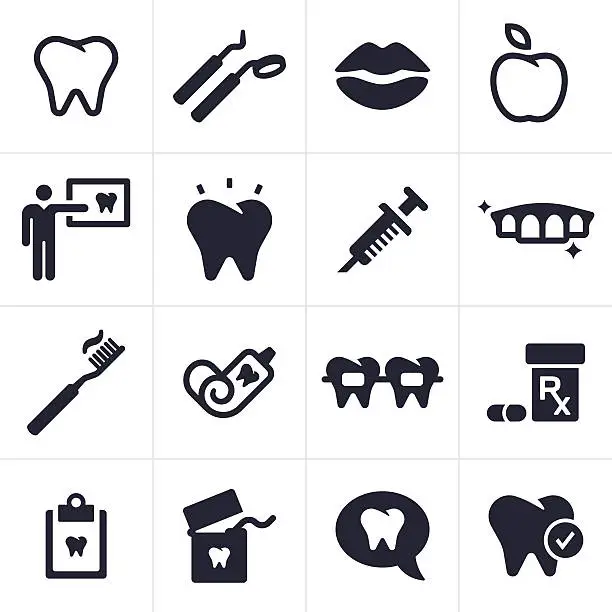 Vector illustration of Dental and Tooth Care Icons and Symbols