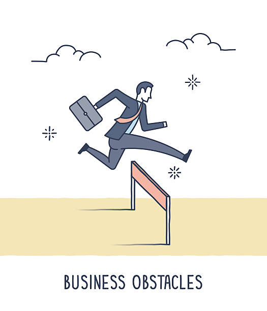 business hindernisse - hurdle competition running sports race stock-grafiken, -clipart, -cartoons und -symbole