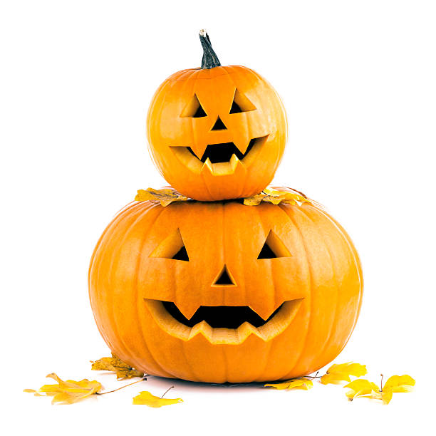 istock halloween pumpkins isolated with leaves 491801892