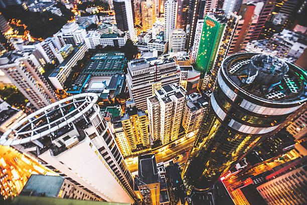 istock High angle view to Hong Kong skyscrapers. 491802574