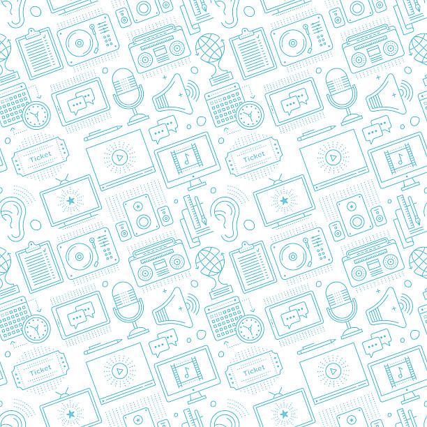 ilustraciones, imágenes clip art, dibujos animados e iconos de stock de patrón sin costuras de música - repeating background video