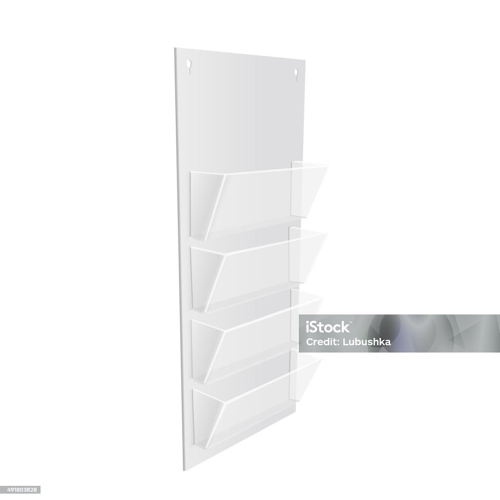 POS  materials White  POS  materials on white empty background. Office supplies, stationery. Kiosk stock vector