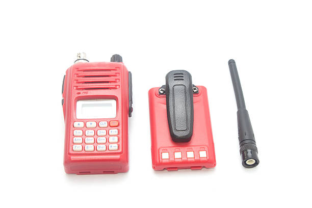 istock Red radio communication on white background 491804048
