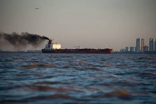 Photo of International Cargo Boat Pollution. Buenos Aires.