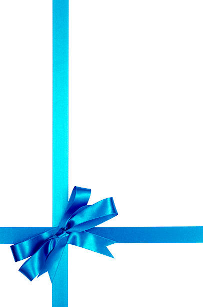 istock Light blue gift ribbon bow isolated on white background vertical 491804762