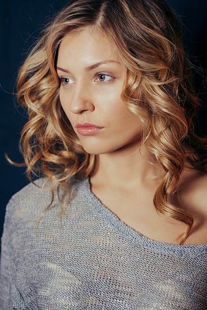 istock Close-up portrait of beautiful model on black background 491805314