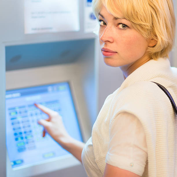istock Lady buying a ticket at the vending machine 491810750