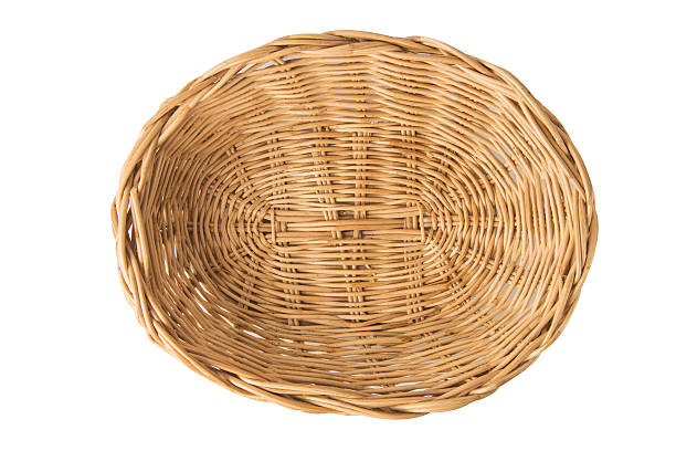 istock Brown wicker basket top view isolated on white background 491815660