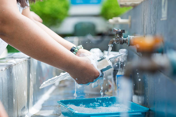 istock Close up to washing dishes 491816670