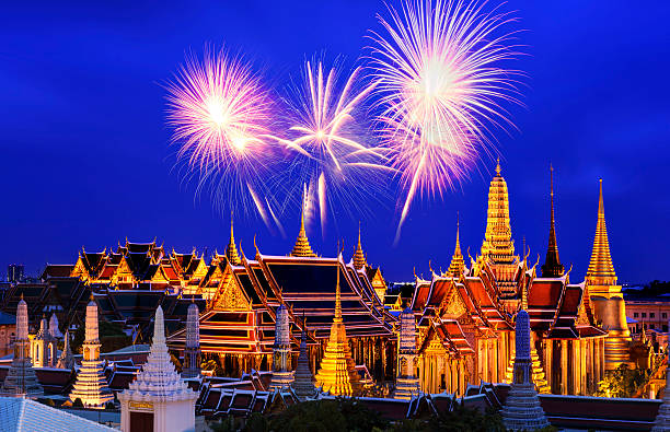 istock beautiful fireworks  Temple of the Emerald Buddha . 491816740