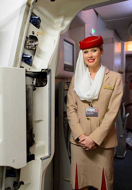 Emirates Airbus A380 crew member stock photo