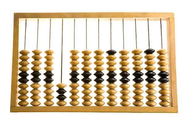 Close-up of wooden abacus over white background