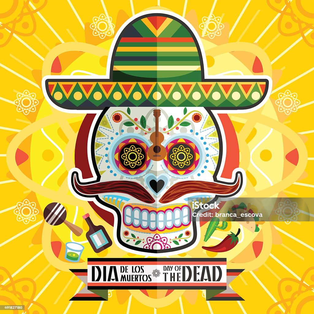 Dia De Los Muertos Day Of The Dead Skull Illustration Of Mexican Dia De Los Muertos Day Of The Dead Skull Poster Art Independence Day - Holiday stock vector