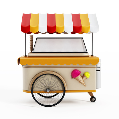Generic ice cream cart isolated on white.