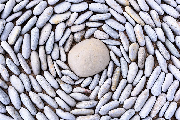 Small stones Small pebbles around big stone spiral rock stock pictures, royalty-free photos & images