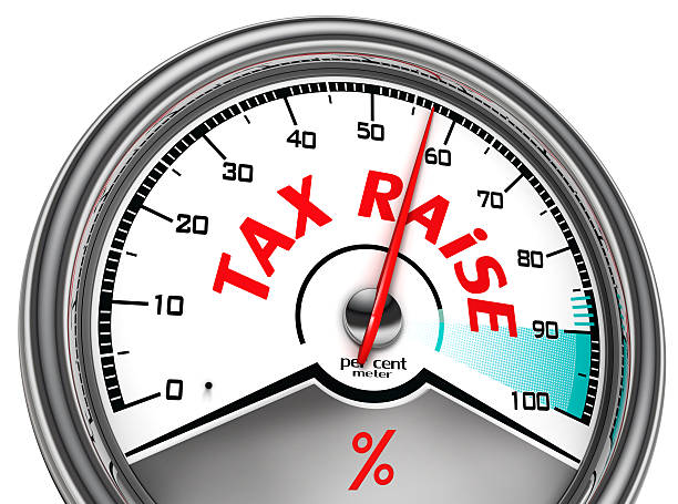 tax raise conceptual meter stock photo