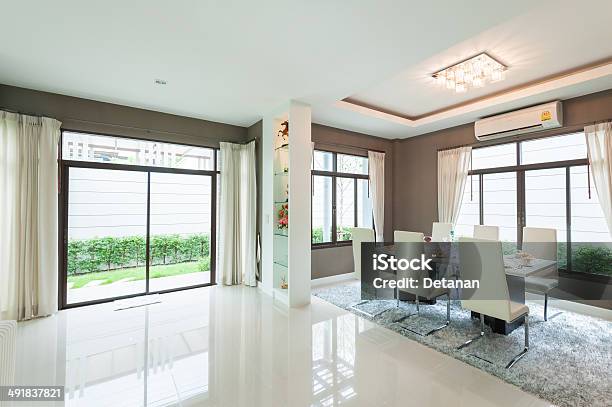 Modern Dining Room Stock Photo - Download Image Now - Architecture, Chandelier, Decoration