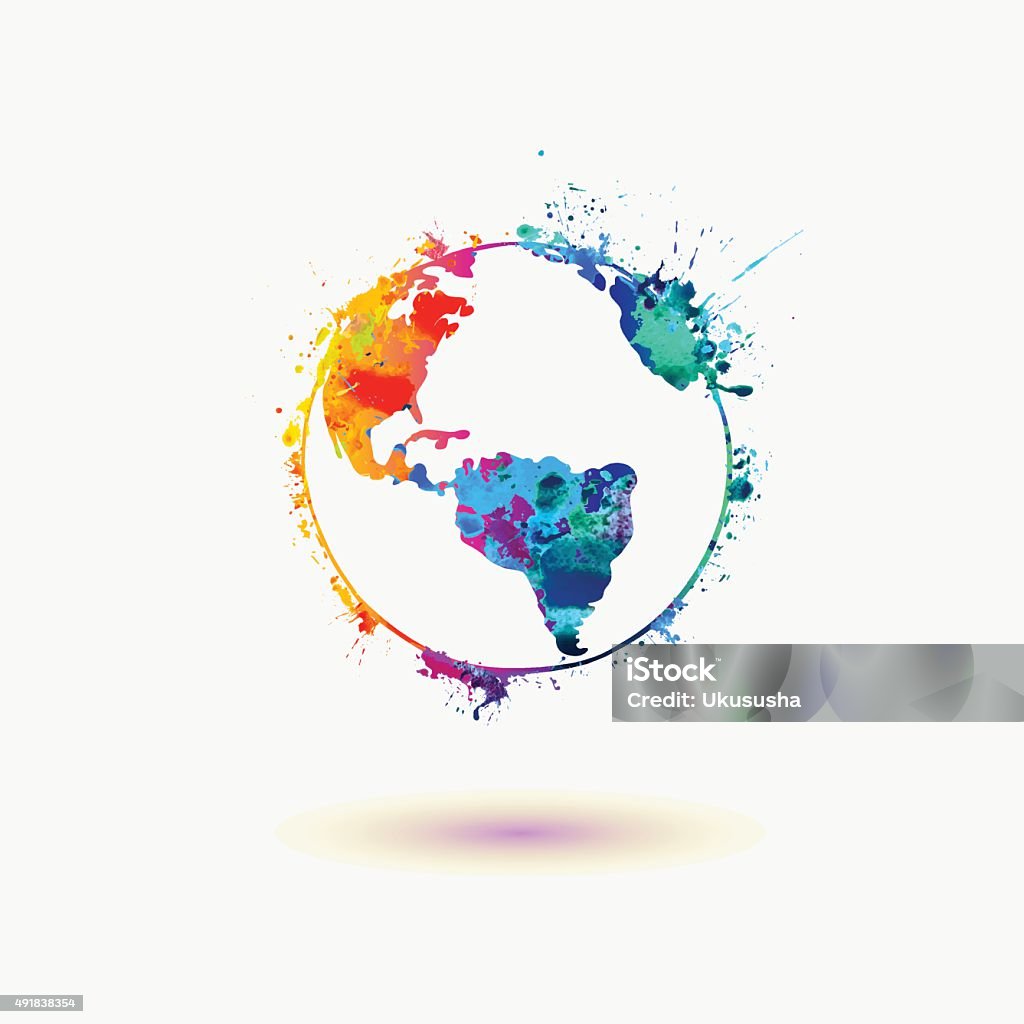 Earth planet colorful icon. rainbow Earth Globe - Navigational Equipment stock vector