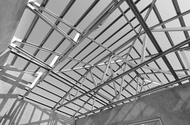 istock Structure of steel roof. 491838484