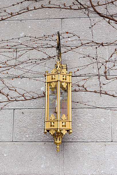 vintage lamp hanging on the wall