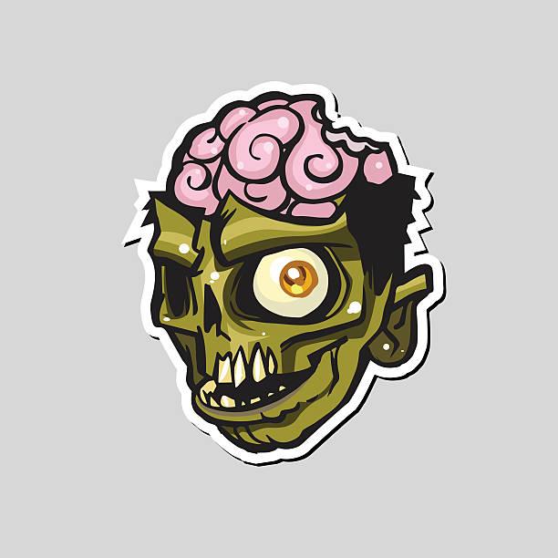 Cartoon zombie head. Vector illustration. Cartoon simple zombie head. Vector illustration. Halloween art. ear piercing clip art stock illustrations