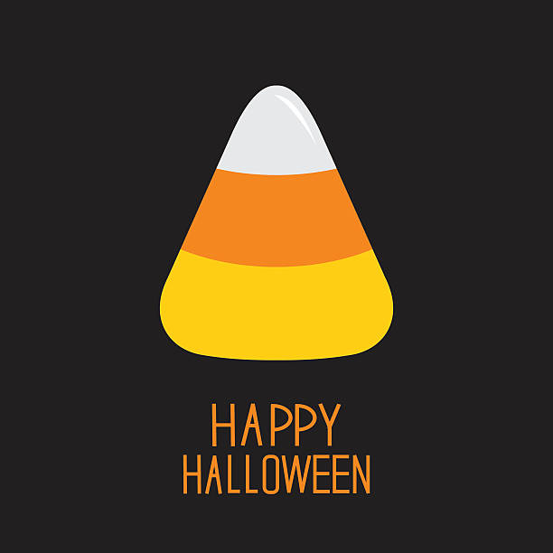캔디콘. 행복함 할로윈 카드. 평편 디자인식. - halloween candy candy corn backgrounds stock illustrations