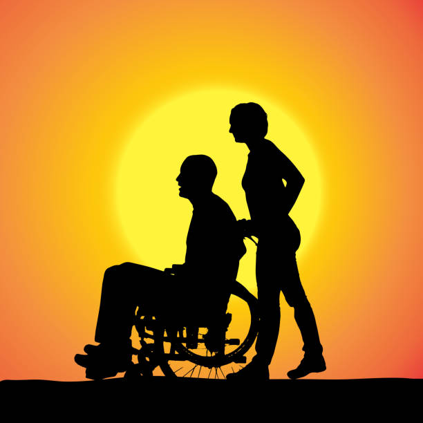 istock Vector silhouettes of people in a wheelchair. 491841715