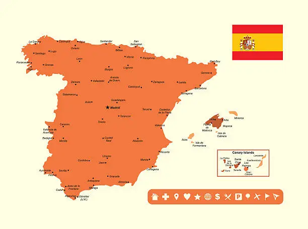 Vector illustration of Spain Infographic Map