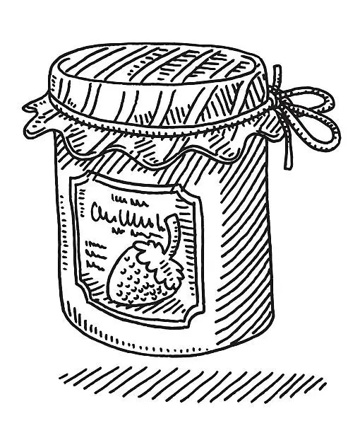 Vector illustration of Jam Jar Food Product Drawing