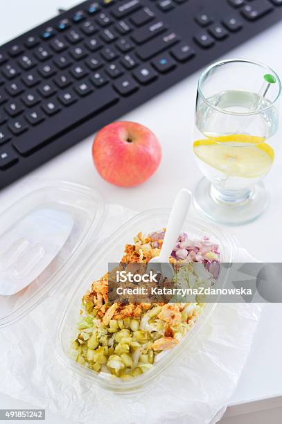 Healthy Eating For Lunch To Work Food In The Office Stock Photo - Download Image Now