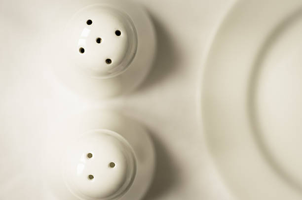 istock Salt and pepper shakers with a plate 491853398