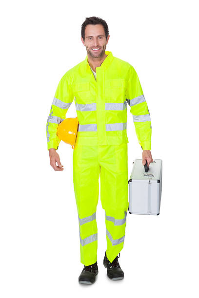 istock Happy worker wearing safety jacket 491854138