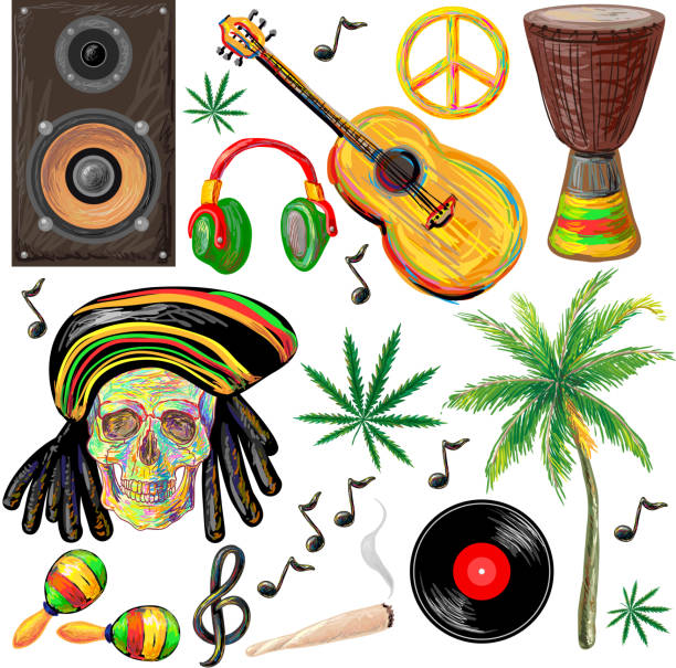 ilustraciones, imágenes clip art, dibujos animados e iconos de stock de de reggae - peace on earth audio