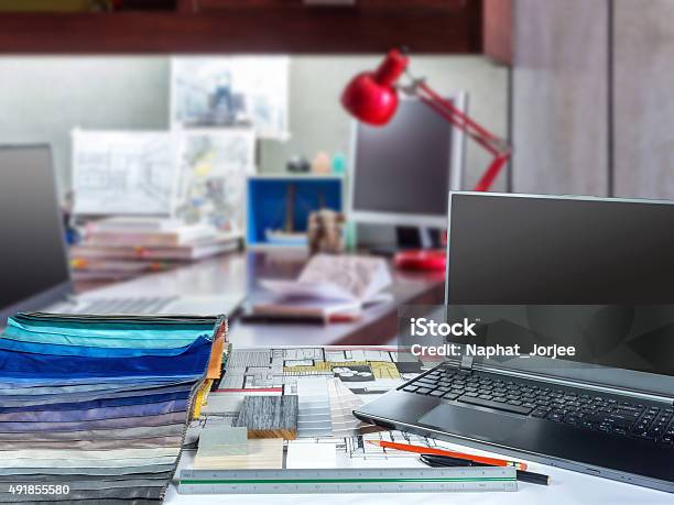 Architects Interior Designers Working Table In Modern Office Stock ...