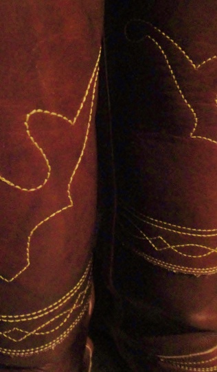 Stitching on western leather boots.