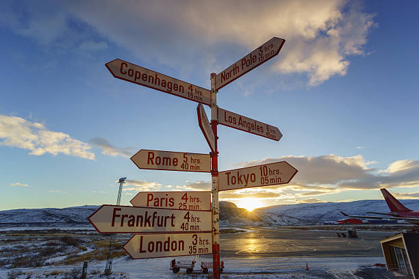 Panneau à Aéroport de Kangerlussuaq, du Groenland - Photo