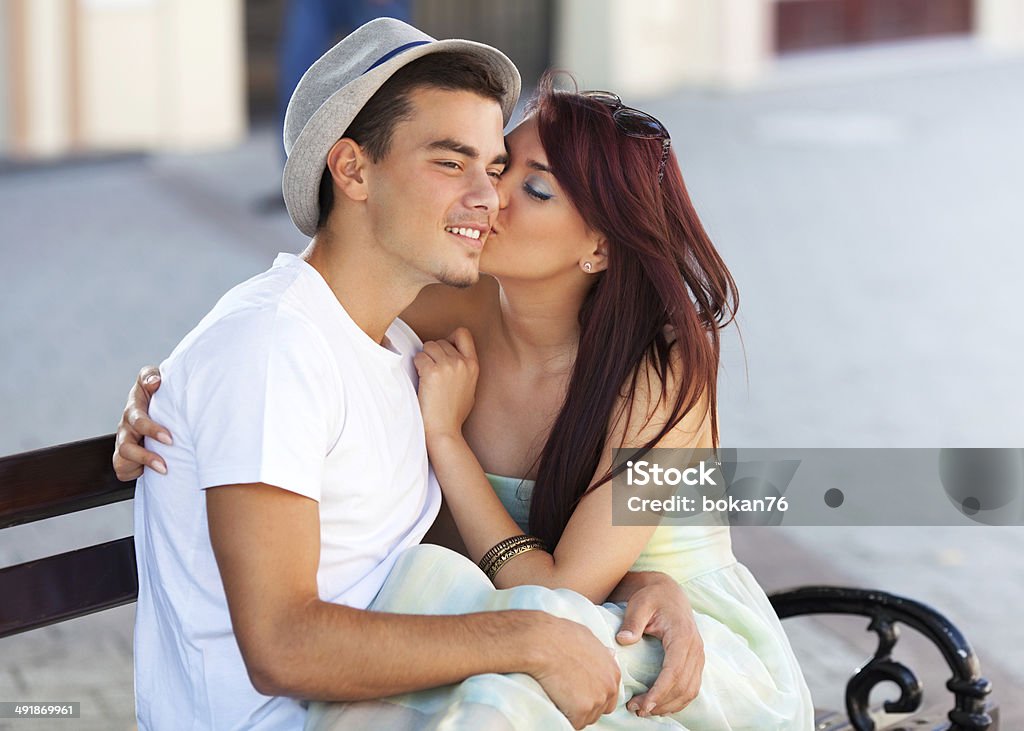 Young Couple Young couple relaxing in the town Adult Stock Photo