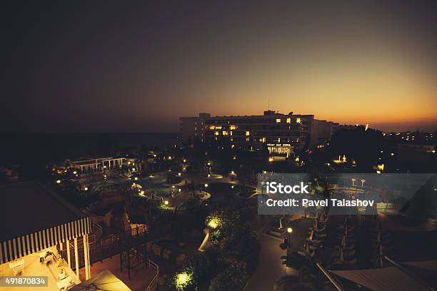 View Of The Hotel At Night Stock Photo - Download Image Now - 2015, Ayia Napa, Europe