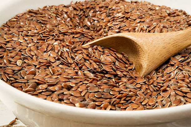 flax seed, selective focus stock photo
