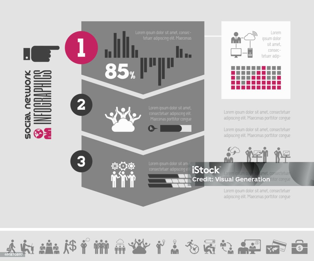 Modello di infografica Social Media. - arte vettoriale royalty-free di Affari