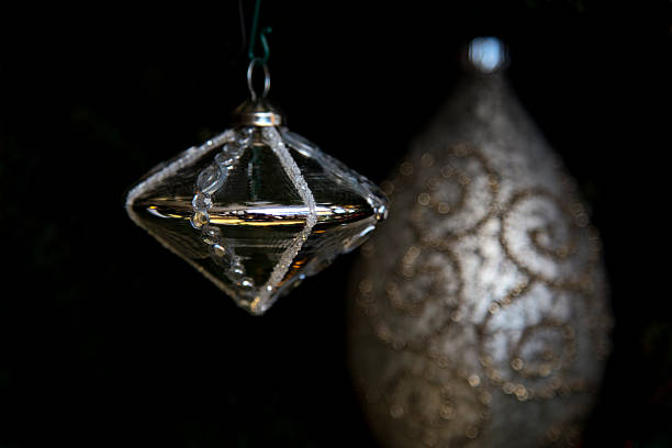 istock Silver Christmas ornaments hanging 491871233