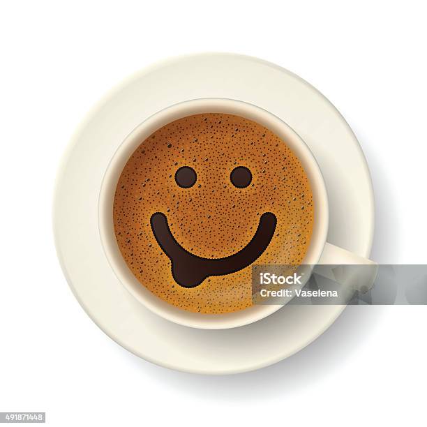 Coffee Cup For Good Mood Stock Illustration - Download Image Now - Coffee - Drink, Smiling, Anthropomorphic Smiley Face