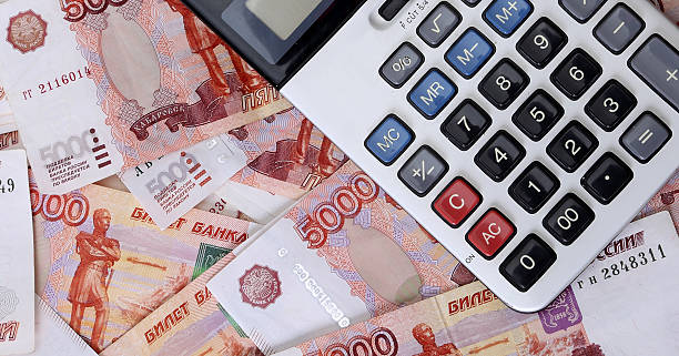 istock Close-up of russian banknotes and calculator 491872013