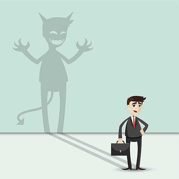 istock cartoon businessman with shadow of evil 491872079