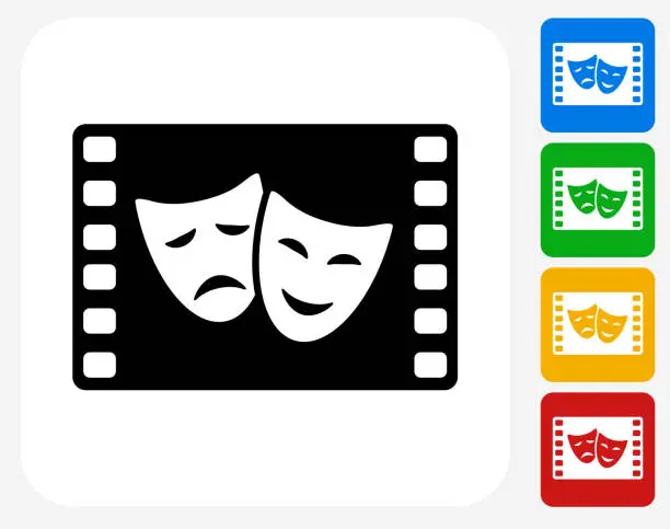 Vector illustration of Comedy and Tragedy on Film Icon Flat Graphic Design