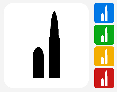 Bullet Icon. This 100% royalty free vector illustration features the main icon pictured in black inside a white square. The alternative color options in blue, green, yellow and red are on the right of the icon and are arranged in a vertical column.