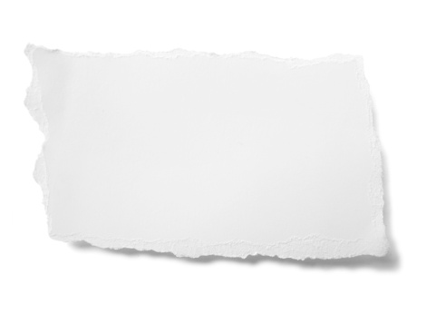 piece of ripped white paper on white background with clipping pathclose up of unfolded paper on white background with clipping path